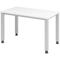 Hammerbacher Schreibtisch Q-Serie, weiß, / silber, höhenverstellbar 120x68,5-81x67,2cm, Mini