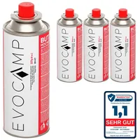 Evocamp 4x Butan Gaskartuschen 227g für Campingkocher, Gasheizung
