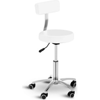 Physa Rollhocker mit Lehne Drehhocker Arbeitshocker Praxishocker Gasfeder Weiss