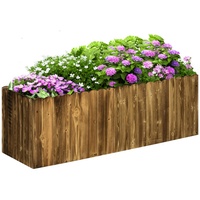 Outsunny Hochbeet mit Holzplatte natur Holz B/H/L: ca. 40x40x120