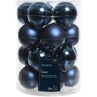 Kaemingk Weihnachtsbaumkugeln Glas 6 cm 20 Stueck Blau Glanz