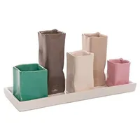 H&D Manufaktur Jinfa Handgefertigte kleine Keramik Deko Blumenvasen Set