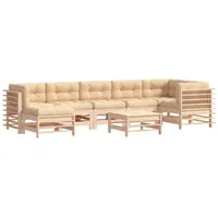 VidaXL 8-tlg. Garten-Lounge-Set mit Kissen Massivholz