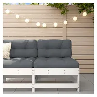 VidaXL Mittelsofa mit Kissen Weiß Massivholz Kiefer vidaXL