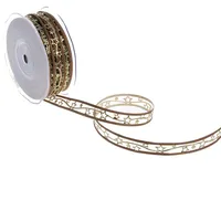 Deko AS GmbH Weihnachtsband mit Sternchen - braun/Gold -