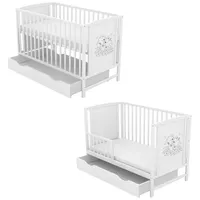 Orbitrex.eu Babybett Kinderbett 60x120 weiß Schublade Kiefer Teddy Motiv