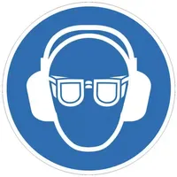 FP Gebotsschild Folie D100 mm Gehör/Augenschutz benutzen Blau