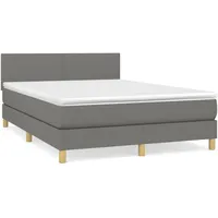 VidaXL Boxspringbett mit Matratze Dunkelgrau 140x200 cm Stoff