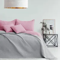 AmeliaHome Tagesdecke rosa grau 170x270 Bettüberwürf zweiseitig Ultrasonic Steppung