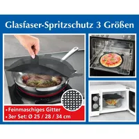 Maximex Glasfaser-Spritzschutz 3 Größen, hitzebeständig bis 260 °C, spülmaschinengeeignet,