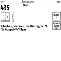 Industrial Quality Supplies DIN 435 Keilscheibe vierkant Stahl 13,5mm