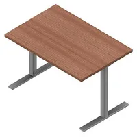 Quadrifoglio Schreibtisch nussbaum canaletto rechteckig, C-Fuß-Gestell silber 120,0 x