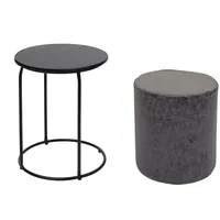 Mendler 2er-Set Sitzhocker und Beistelltisch HWC-K48, Kaffeetisch Tisch Hocker,