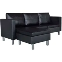 VidaXL L-förmiges Sofa 3-Sitzer Kunstleder Schwarz