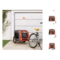 VidaXL Fahrradanhänger Hunde Orange und Grau Oxford-Gewebe & Eisen
