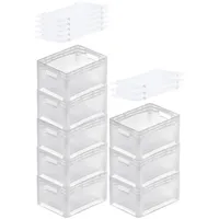 Proregal SuperSparSet 8x Transparenter Eurobehälter LightLine mit offenem Griff
