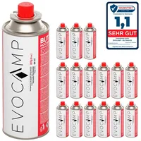 Evocamp 16x Butan Gaskartuschen 227g für Campingkocher, Gasheizung