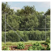 VidaXL Maschendrahtzaun mit Bodenflansch Silbern 1,6x25 m