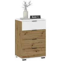 CARO-Möbel Nachttisch Piano Artisan Eiche/weiß, Nachtkommode für Boxspringbetten, Nachtschrank