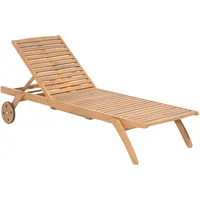 Beliani Gartenliege Heller Holzfarbton 195x61x80