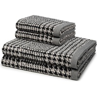 Möve Brooklyn Handtuch-Set (4-teilig) Nature/Black Schwarz