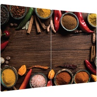 ALLboards Glas Herdabdeckplatte Schneidebrett GEWÜRZE ORIENTALISCHES ZUTATEN GEWÜRZPULVER HOLZ