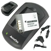 AccuCell Akku und Ladegerät passend für EN-EL24 Akku für