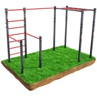 K-Sport Outdoor Calisthenics Gerät mit Sprossenwand Und Hangelleiter dunkelgrau|ROT