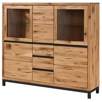 Massivmoebel24 Highboard Wildeiche geölt Farbe:Natur geölt, Größe:166x40x148 cm (BxTxH)