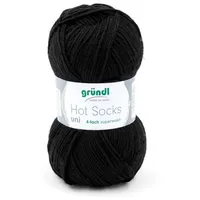 Gründl Hot Socks Uni ,4-fach-Wolle 18 Schwarz Uni