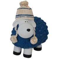 FD Dekofigur Schaf mit Bommelmütze blau 19,5 x 10,5