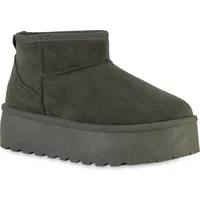 VAN HILL Damen Plateau Boots in Olivgrün
