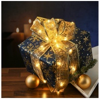 MARELIDA LED Seidenband Lichterkette - Geschenkband - Schneeflockenmotiv -