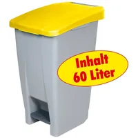 BRB-Lagertechnik Mülleimer Tretabfalleimer mit Rollen, Inhalt 60 Liter, Leichte