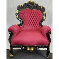 Casa Padrino Barock Wohnzimmer Sessel Bordeauxrot / Schwarz /