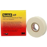 3M 3M, Klebeband, Glasgewebe-Elektroband 69, 12mm x 3, Weiss