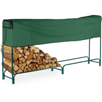 Relaxdays Kaminholzregal mit Abdeckung, Stahl, Stapelhilfe für Brennholz, Brennholzregal,