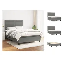 VidaXL Boxspringbett mit Matratze Dunkelgrau 140x200 cm Stoff1397789