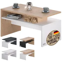 CASARIA Couchtisch Sacramento Weiß/Eiche 95x55x50cm