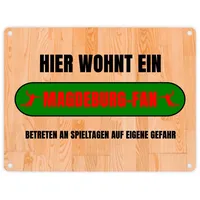 Speecheese Hier wohnt ein Magdeburg-Fan Metallschild in 15x20 cm