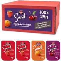 Schwartau Samt Portionen Mix-Box, Konfitüre Portionsschalen (50 x Erdbeere,