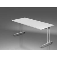 Hammerbacher Ergonomic B-Serie BS19/W Schreibtisch 180x80cm weiß/silber