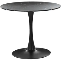 Beliani Esstisch Schwarz Marmor Optik Rund 90 cm MDF-Platte