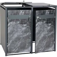 Mendler 2er Mülltonnenverkleidung HWC-J82, Mülltonnenbox, erweiterbar, Metall 50kg, anthrazit