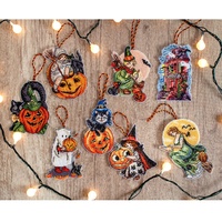 Letistitch Kreuzstich Set Halloween-Kit, Set mit 8 Stk Zählmuster,