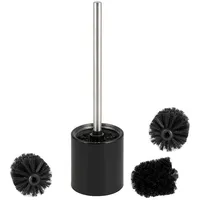 Bremermann WC-Bürste WC-Garnitur, 3 Ersatzköpfe, Kunststoffborsten und Edelstahl-Bürstenhalter, schwarz