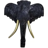 Casa Padrino Luxus Wanddeko Skulptur Elefantenkopf Schwarz / Gold
