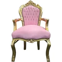 Casa Padrino Barock Esszimmer Stuhl Rosa / Gold mit
