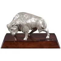 Casa Padrino Luxus Bison Bronzefigur Silber / Braun 35