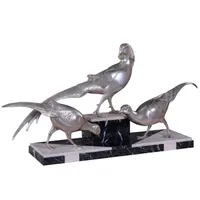 Casa Padrino Luxus Deko Bronzefiguren 3 Fasane Silber /